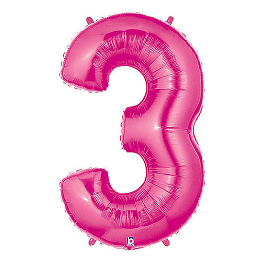 40 inch NUMBER 3 - PINK MEGALOON | USA Decoration®