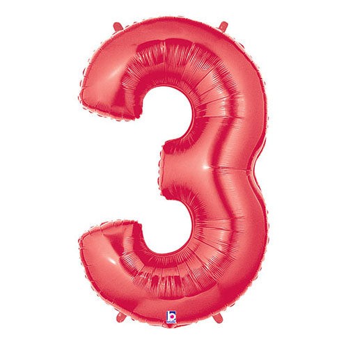 40 inch NUMBER 3 - RED MEGALOON | USA Decoration®