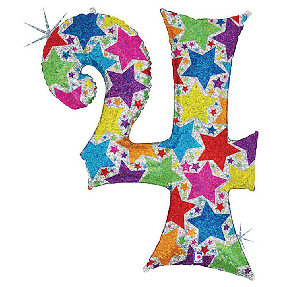 40 inch NUMBER 4 - HOLOGRAPHIC DESIGNER MEGALOON | USA Decoration®