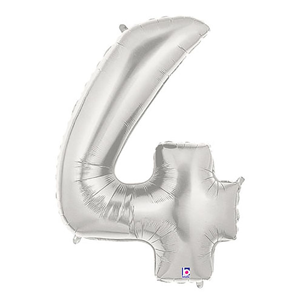 40 inch NUMBER 4 - SILVER MEGALOON | USA Decoration®