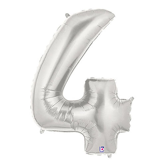 40 inch NUMBER 4 - SILVER MEGALOON | USA Decoration®