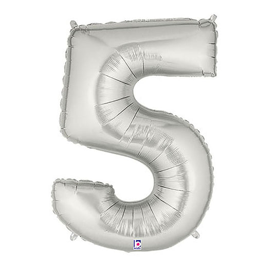 40 inch NUMBER 5 - SILVER MEGALOON | USA Decoration®