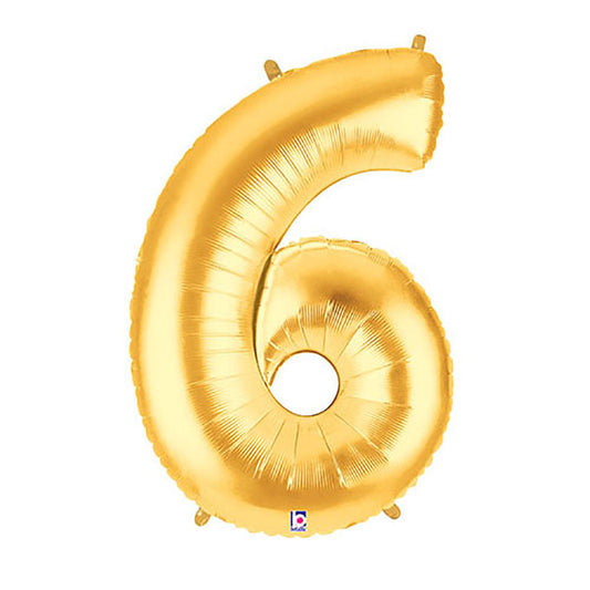40 inch NUMBER 6 - GOLD MEGALOON | USA Decoration®