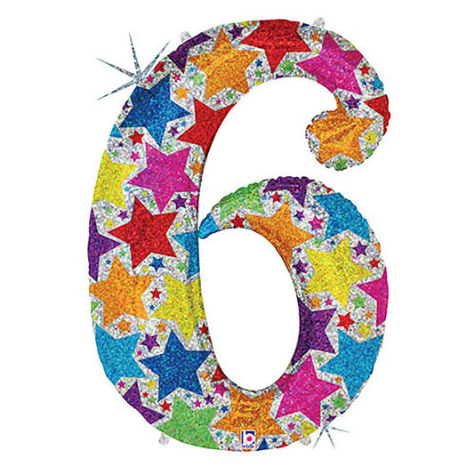 40 inch NUMBER 6 - HOLOGRAPHIC DESIGNER MEGALOON | USA Decoration®