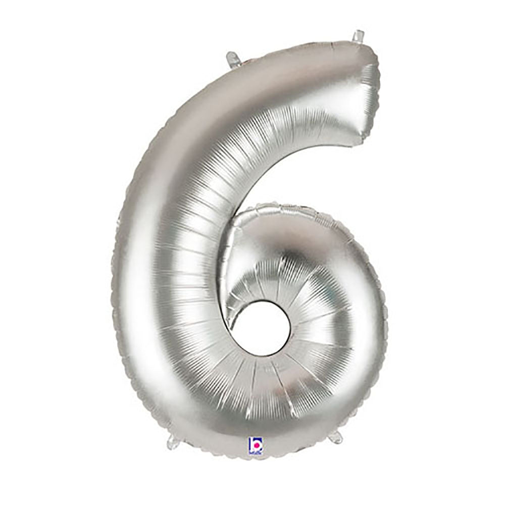 40 inch NUMBER 6 - SILVER MEGALOON | USA Decoration®