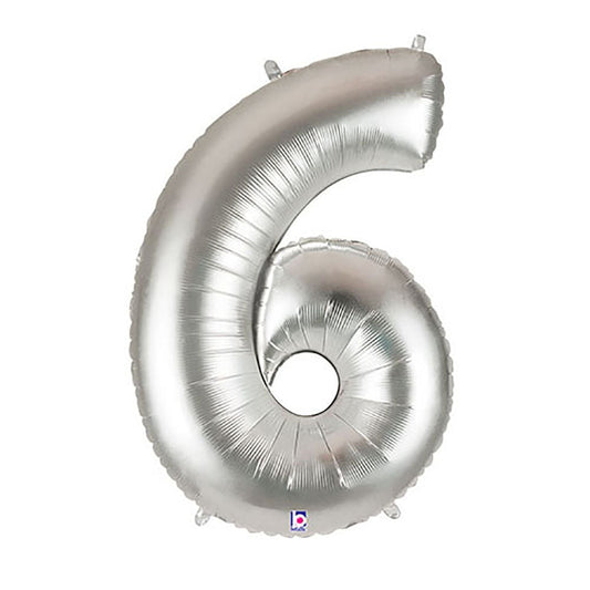 40 inch NUMBER 6 - SILVER MEGALOON | USA Decoration®