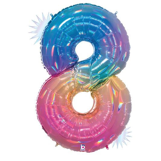 40 inch NUMBER 8 - OPAL RAINBOW MEGALOON | USA Decoration®