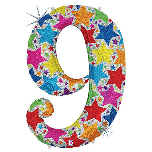 40 inch NUMBER 9 - HOLOGRAPHIC DESIGNER MEGALOON | USA Decoration®