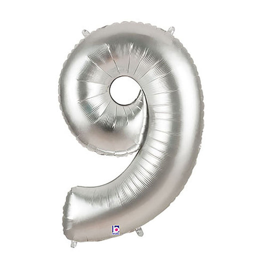40 inch NUMBER 9 - SILVER MEGALOON | USA Decoration®