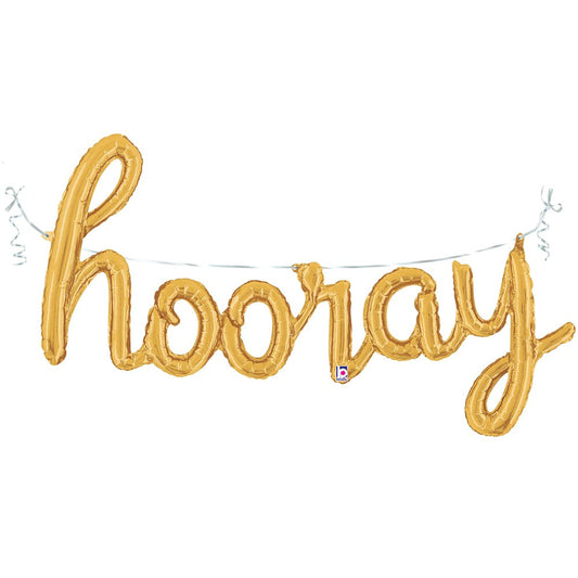 44 inch HOORAY SCRIPT - GOLD | USA Decoration®