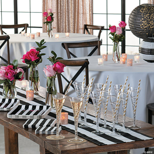 Black & White Striped Square Paper Dinner Plates - 25 Ct. | USA Decoration®