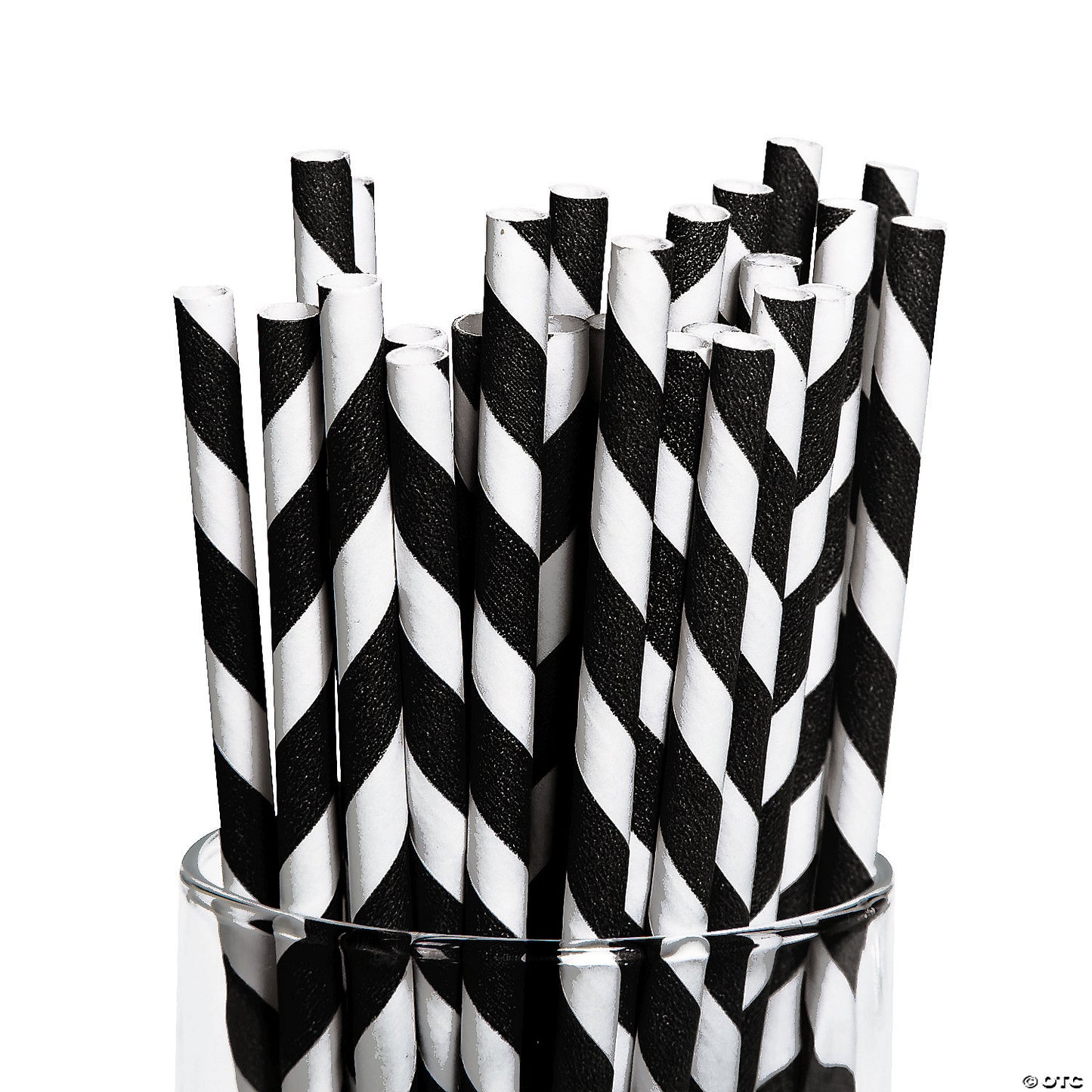 Black Striped Paper Straws - 24 Pc.