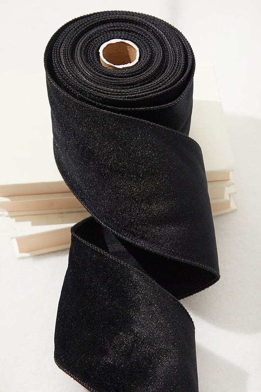 Black Velvet Wired Ribbon 4 Inch x 10 Yard Holiday Decoration