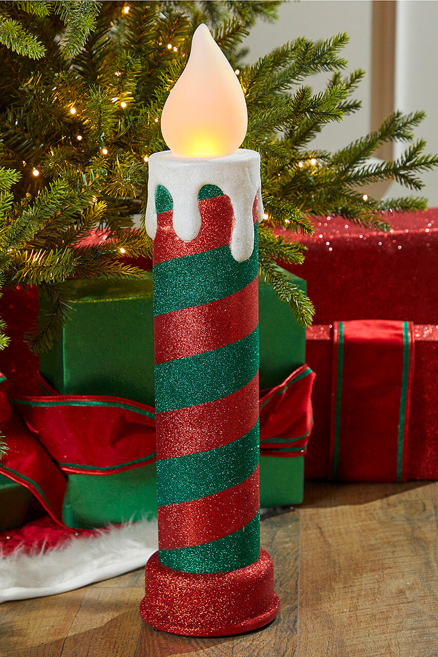 Retro Blow Mold Candle 24 Inch Red Green Christmas Decoration