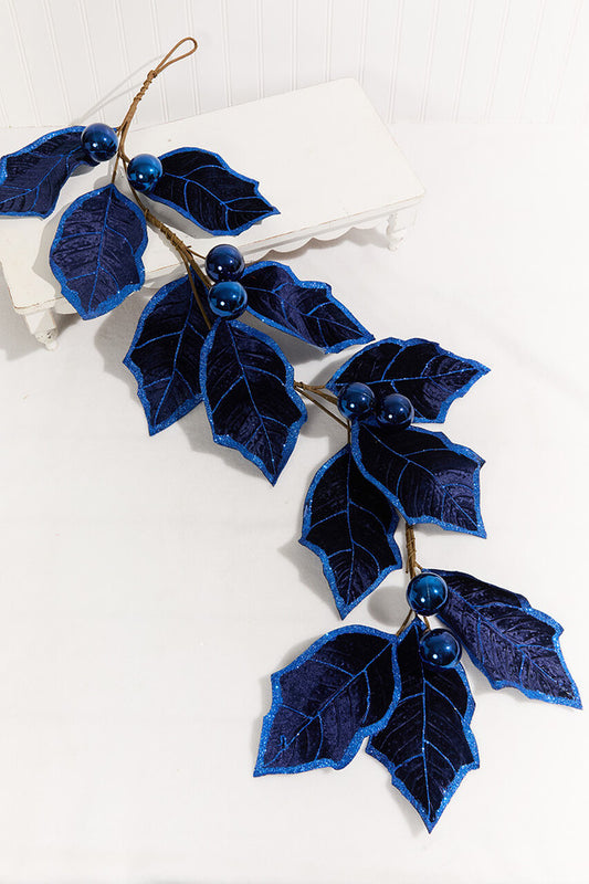 5-Foot Royal Blue Holly Leaf Garland Shiny Decorative Garland for Events, Holidays & Crafts