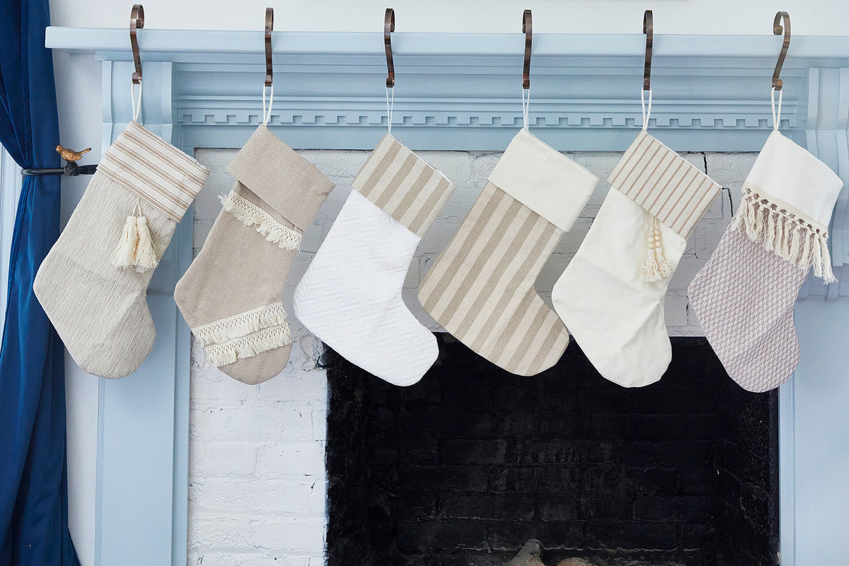Beige Stocking with Brown Stripes
