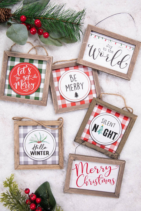 5.5 Inch Wood Holiday Sign Ornament Festive Decoration for Home
