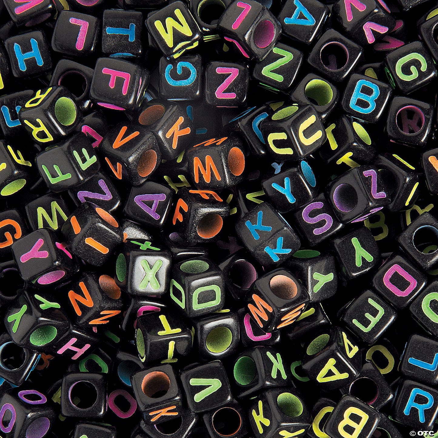 Bulk 400 Pc. 6mm Black Square Neon Alphabet Beads