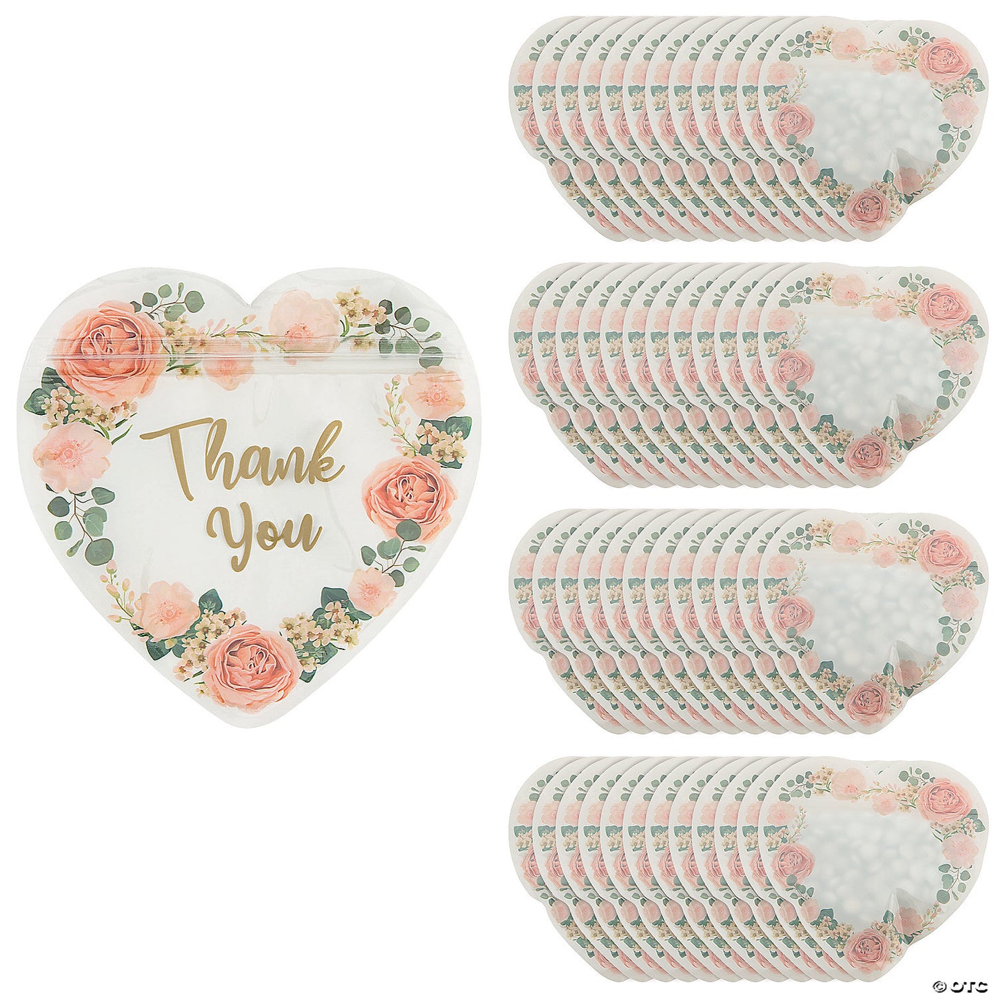 Bulk 48 Pc. Blush Floral Resealable Plastic Favor Bags