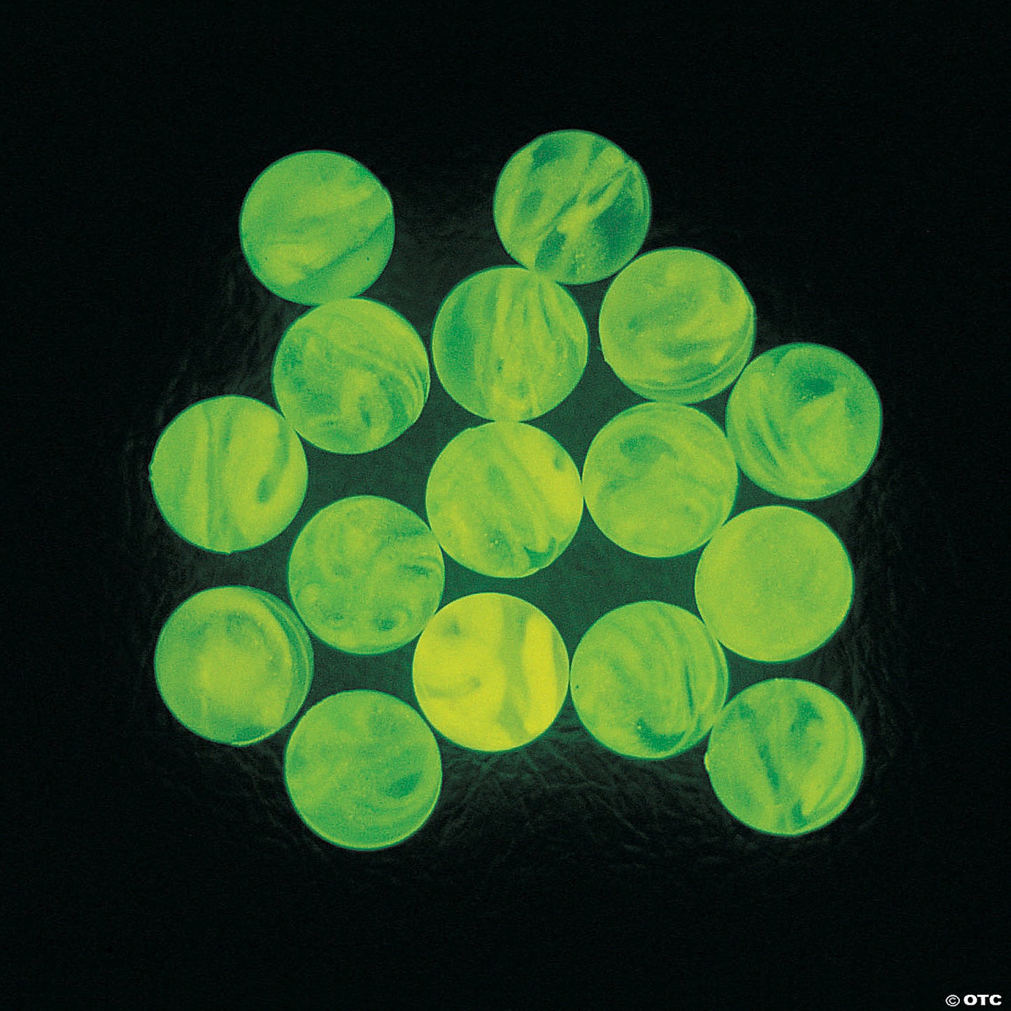 Bulk 48 Pc. Mini Marbleized Glow-in-the-Dark Green Bouncy Balls | USA Decoration®