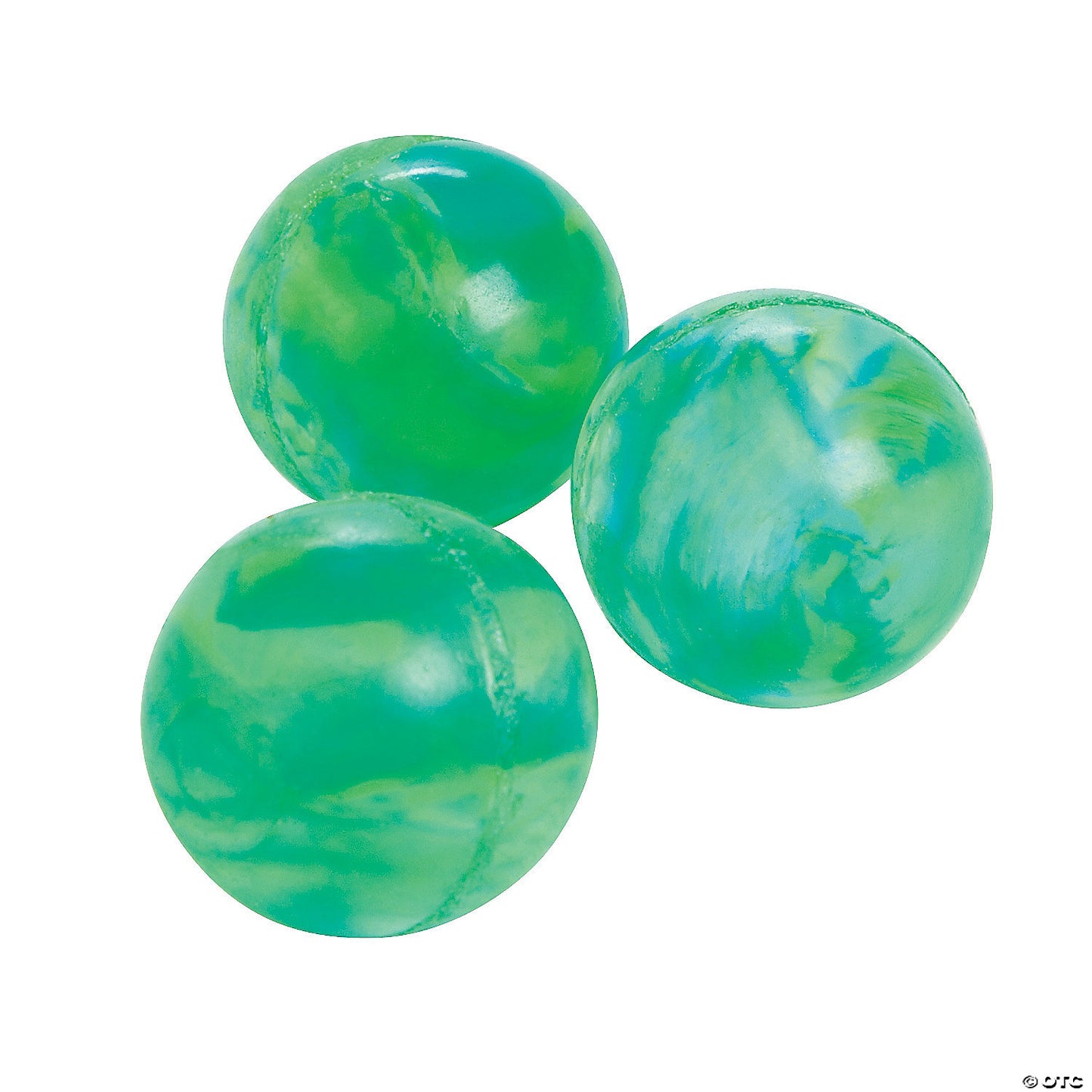 Bulk 48 Pc. Mini Marbleized Glow-in-the-Dark Green Bouncy Balls | USA Decoration®