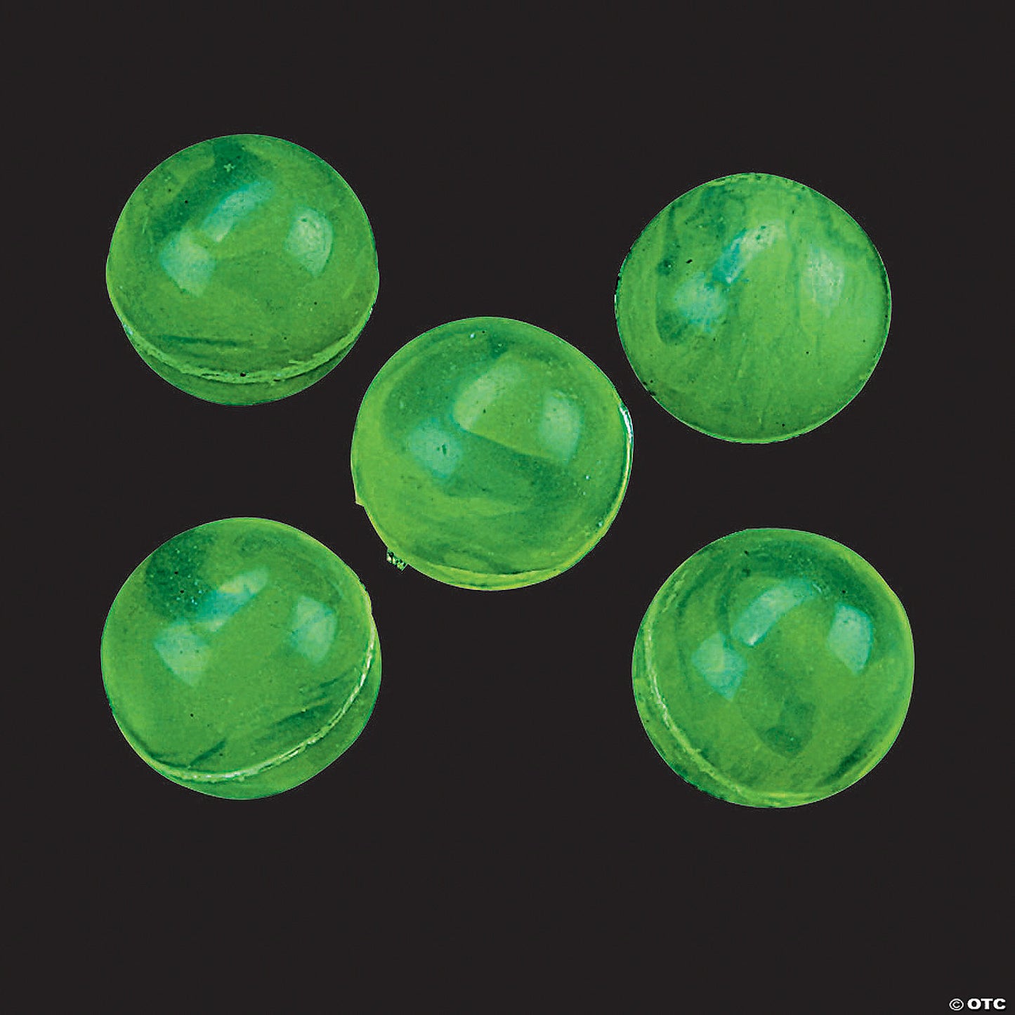 Bulk 48 Pc. Mini Marbleized Glow-in-the-Dark Green Bouncy Balls