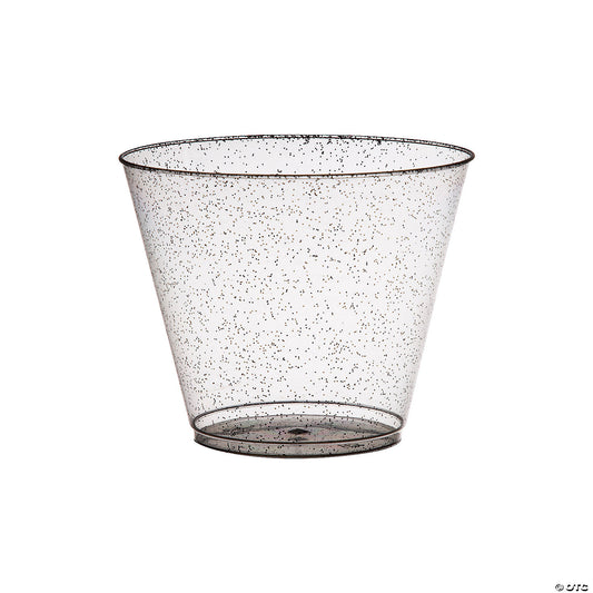 Bulk 50 Ct. Black Glitter Disposable Plastic Cups