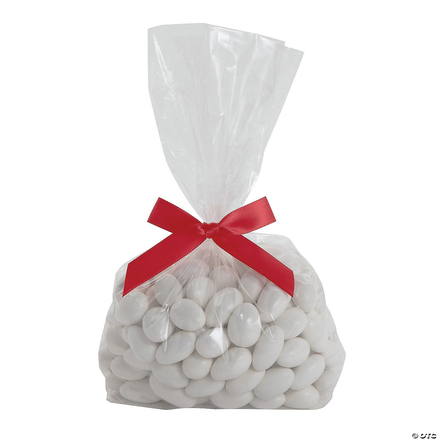 Bulk 50 Pc. Medium Clear Cellophane Bags with Red Bow Kit