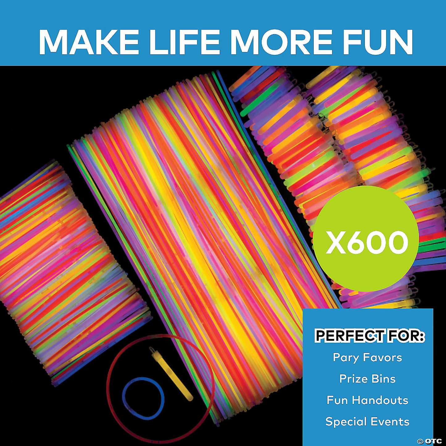 Bulk 600 Pc. Plastic Glow Stick, Bracelet Necklace Assortment | USA Decoration®
