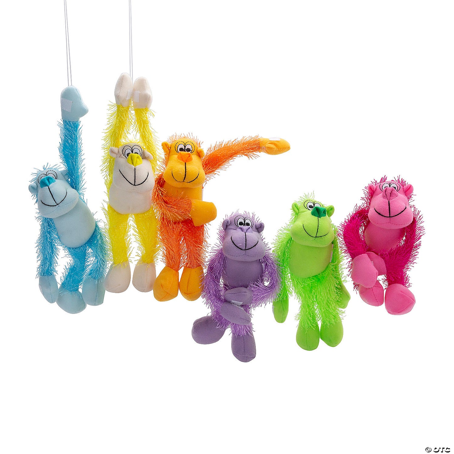 Bulk 72 Pc. Long Arm Neon Stuffed Gorillas | USA Decoration®