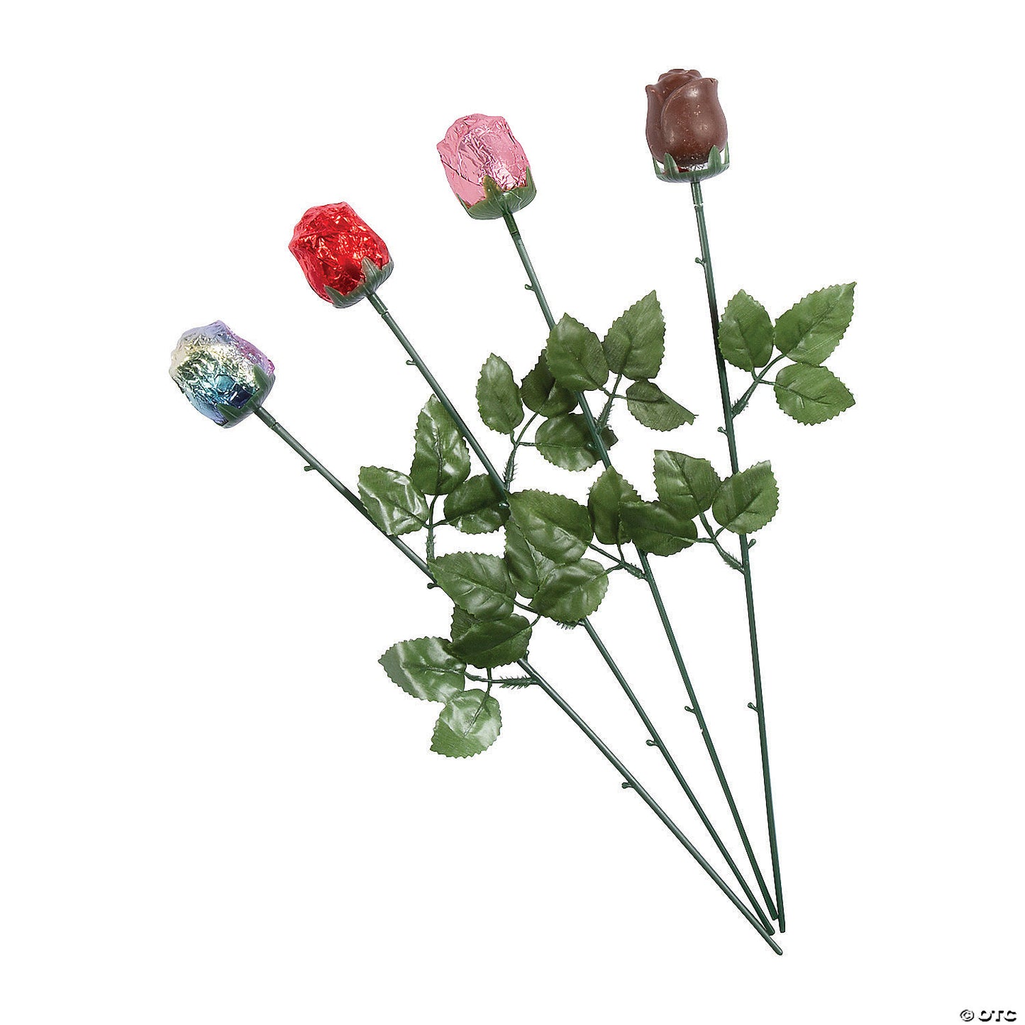 Bulk 72 Pc. Shiny Foil-Wrapped Chocolate Roses Assortment