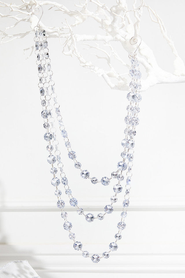 Triple Bead Silver Garland Ornament Elegant Metallic Holiday Decoration