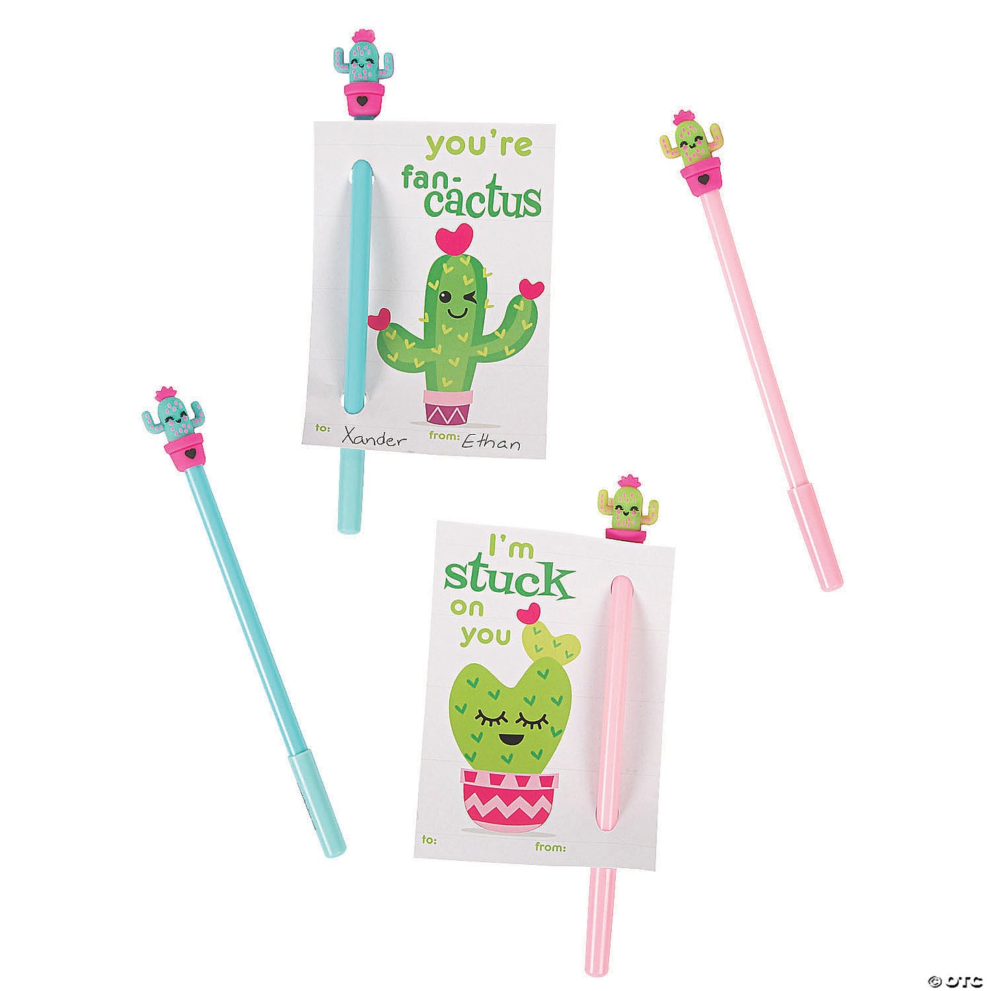 Cactus Pen Valentine Exchanges with Card for 12