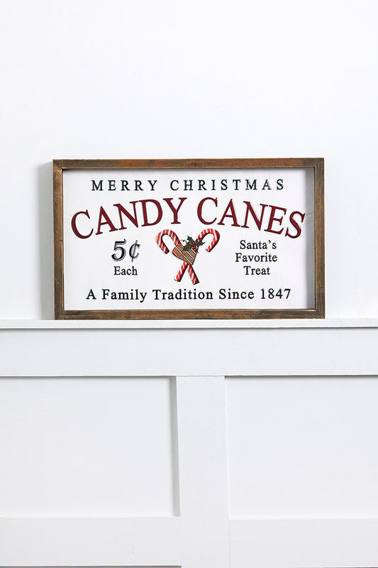 17 Inch Wood & Metal Candy Canes Wall Sign Christmas Holiday Decor