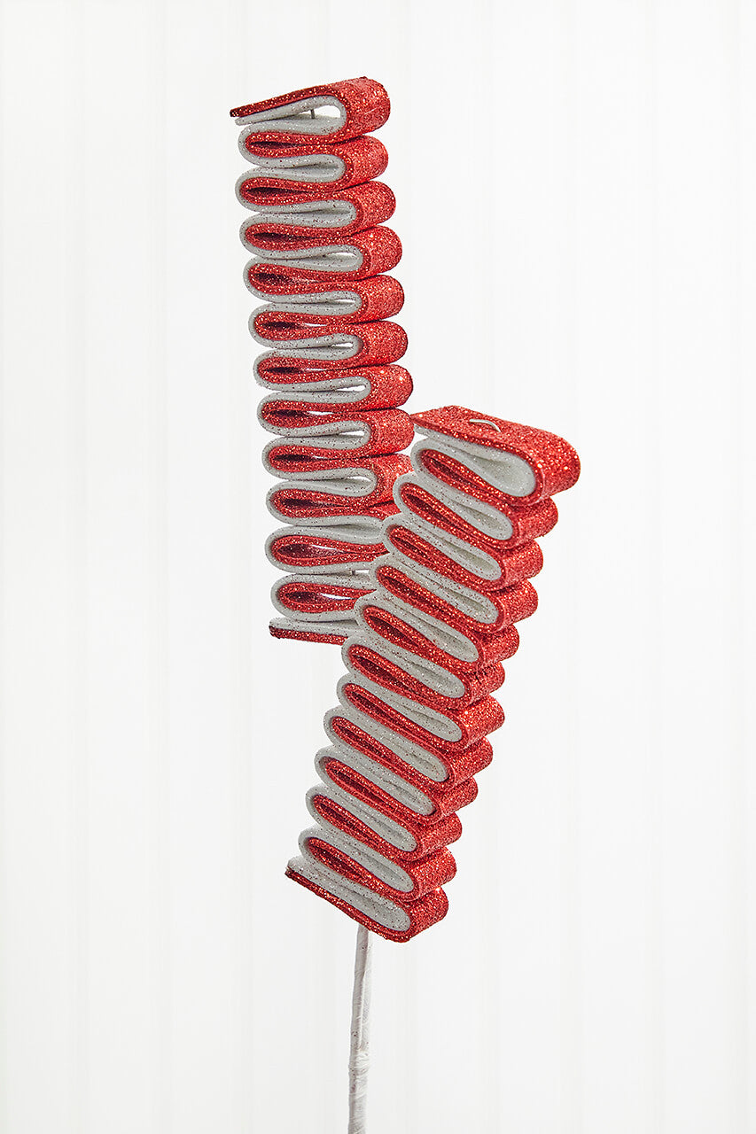 28" Glitter Peppermint Ribbon Candy Christmas Spray Festive Holiday Decoration