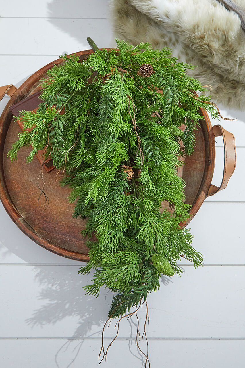 32” Christmas Cedar Hemlock Swag for Rustic Winter and Holiday Decor