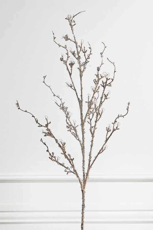 42" Champagne Jeweled Bead Branch Christmas Spray Elegant Glittered Holiday Decoration