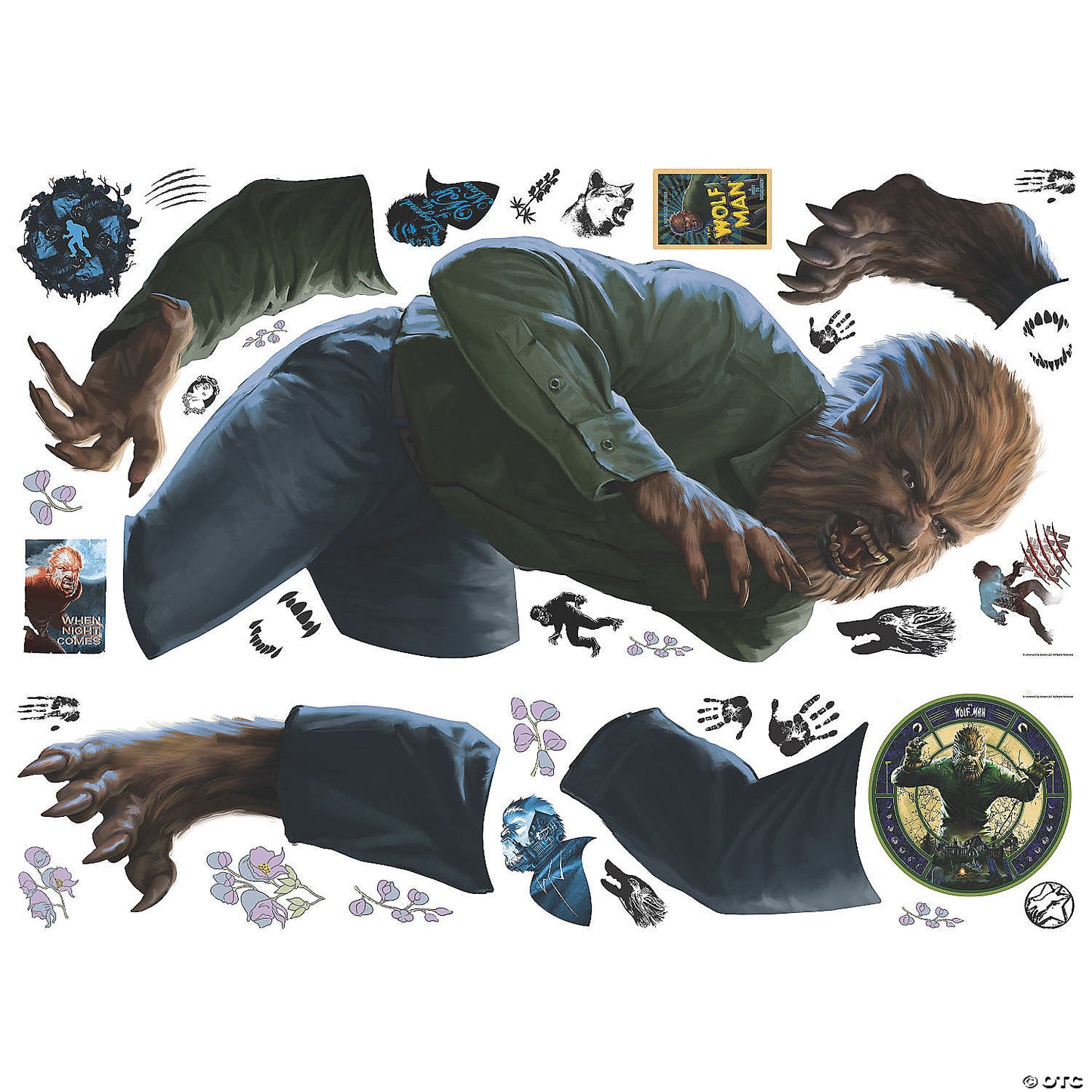 Classic Monsters The Wolfman Giant Peel Stick Wall Decals by RoomMates | USA Decoration®
