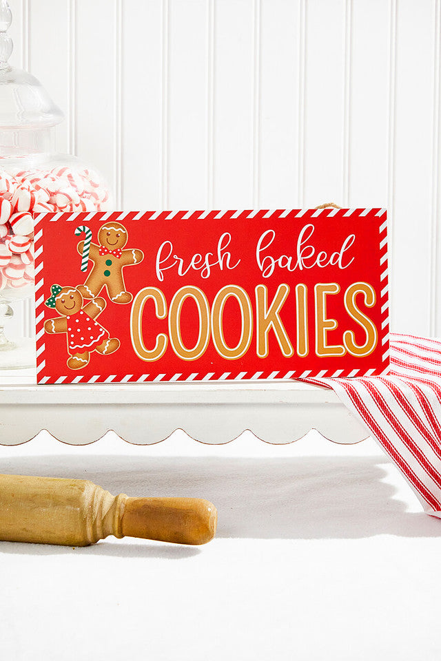 Fresh Baked Cookies Sign 12.5 x 6 Inch Christmas Kitchen Decoration