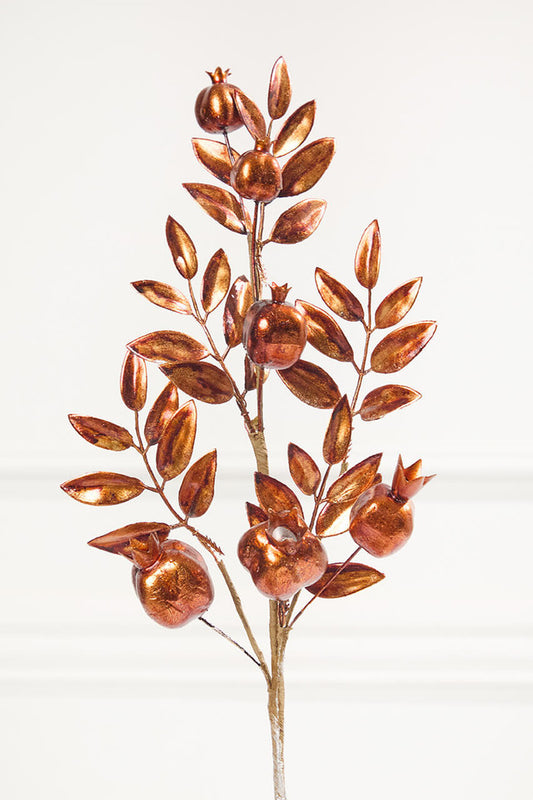 26" Copper Metallic Pomegranate Stem for Festive Decor