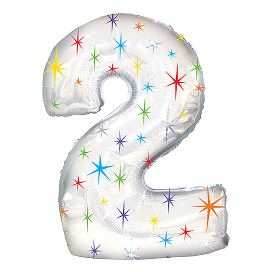 38 inch NUMBER 2 - MULTI-COLORED SPARKLE | USA Decoration®