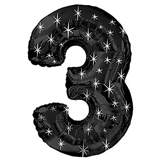 38 inch NUMBER 3 - BLACK SPARKLE | USA Decoration®