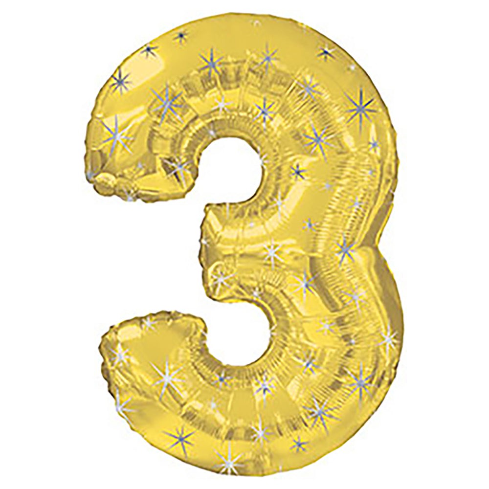 38 inch NUMBER 3 - GOLD SPARKLE | USA Decoration®