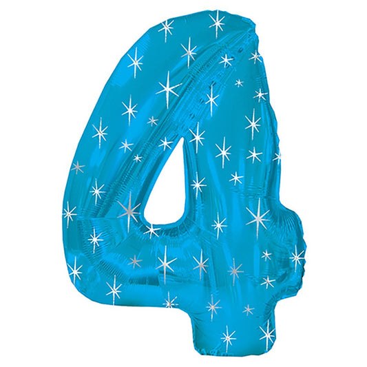 38 inch NUMBER 4 - BLUE SPARKLE | USA Decoration®