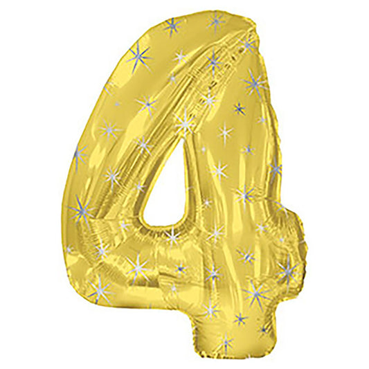 38 inch NUMBER 4 - GOLD SPARKLE | USA Decoration®
