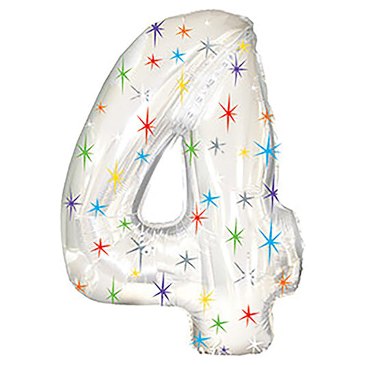38 inch NUMBER 4 - MULTI-COLORED SPARKLE | USA Decoration®