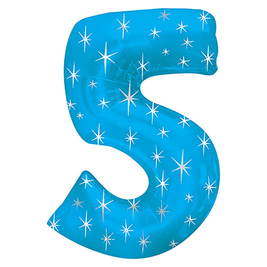 38 inch NUMBER 5 - BLUE SPARKLE | USA Decoration®