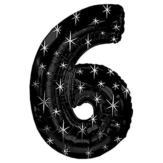 38 inch NUMBER 6 - BLACK SPARKLE | USA Decoration®