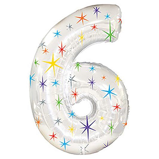 38 inch NUMBER 6 - MULTI-COLORED SPARKLE | USA Decoration®
