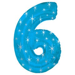 38" NUMBER 6 - BLUE SPARKLE | USA Decoration®